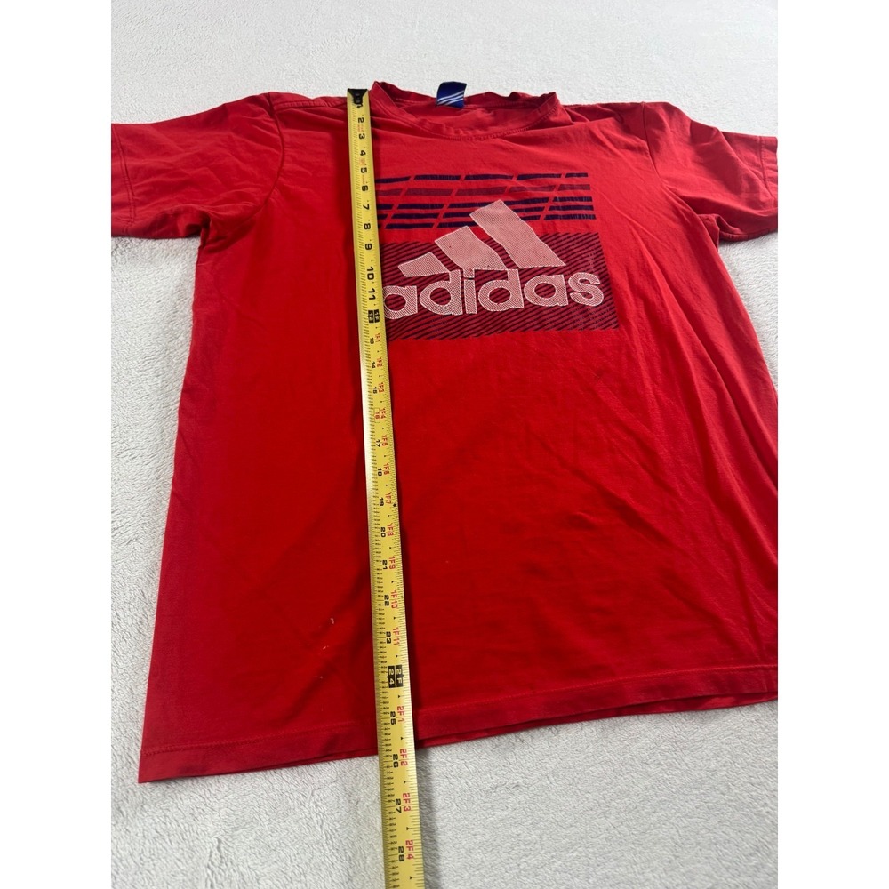 Adidas T-Shirt Mens M Red Illuminate Logo Crew Neck Short Sleeve Performance - Picture 5 of 6